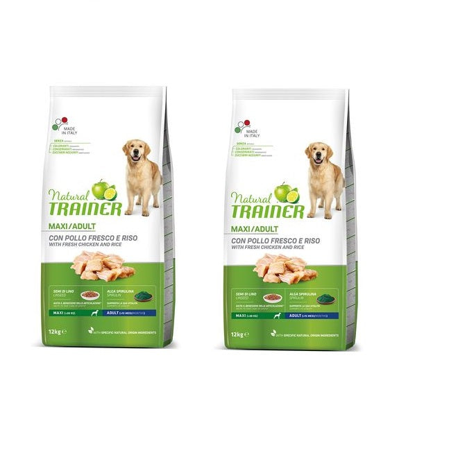 2x12kg Natural Trainer Maxi Adult con Pollo Fresco e Riso - Cane 2x12kg Natural Trainer Maxi Adult con Pollo Fresco e Riso - Cane